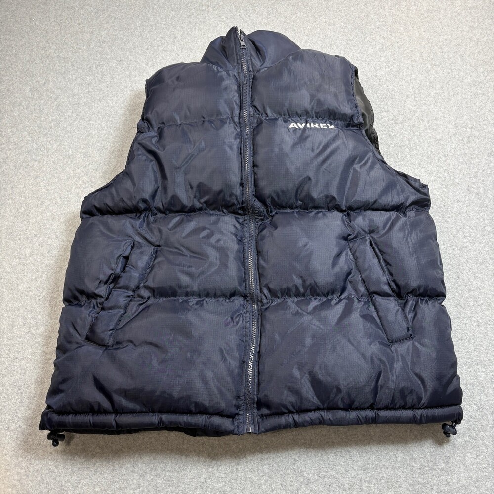 Avirex Vest Men Large Blue Quilted Puffer Jacket Outdoor Streetwear Y2K Classic
